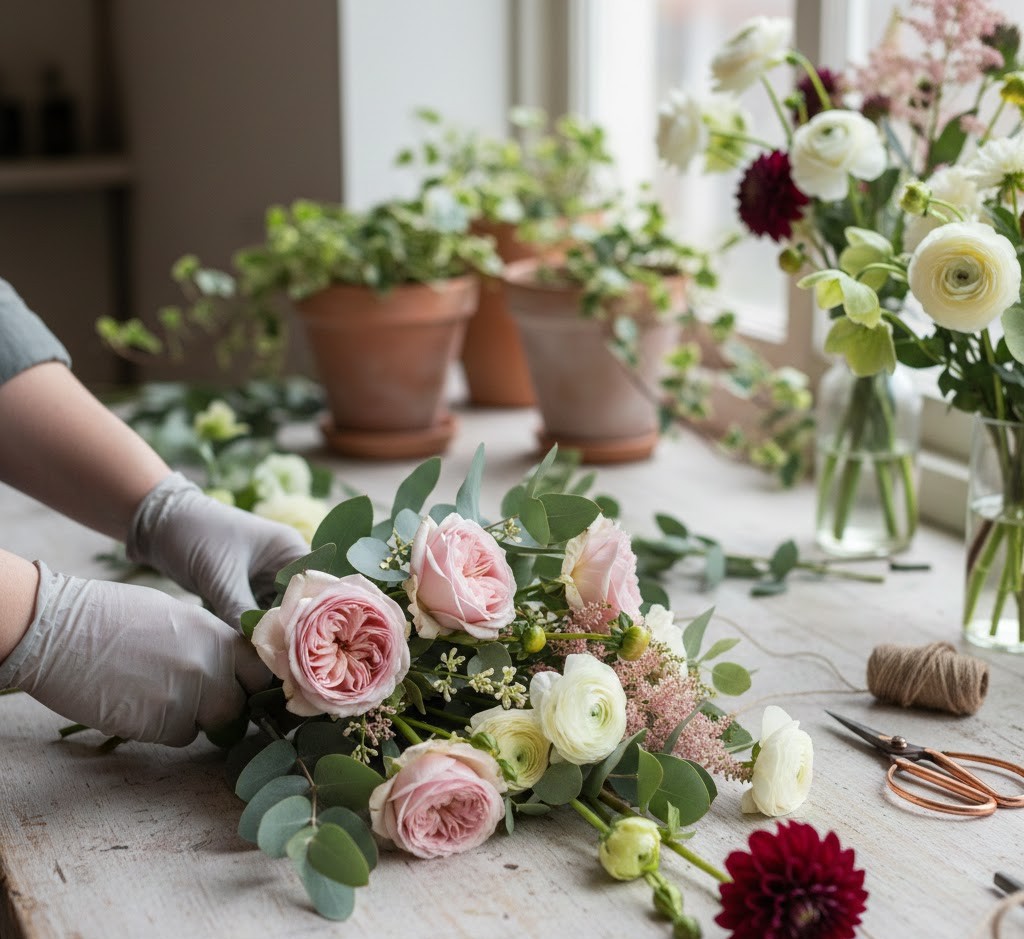 Kukkasidonta työpaja